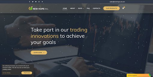new design website for forex robots providers new hope